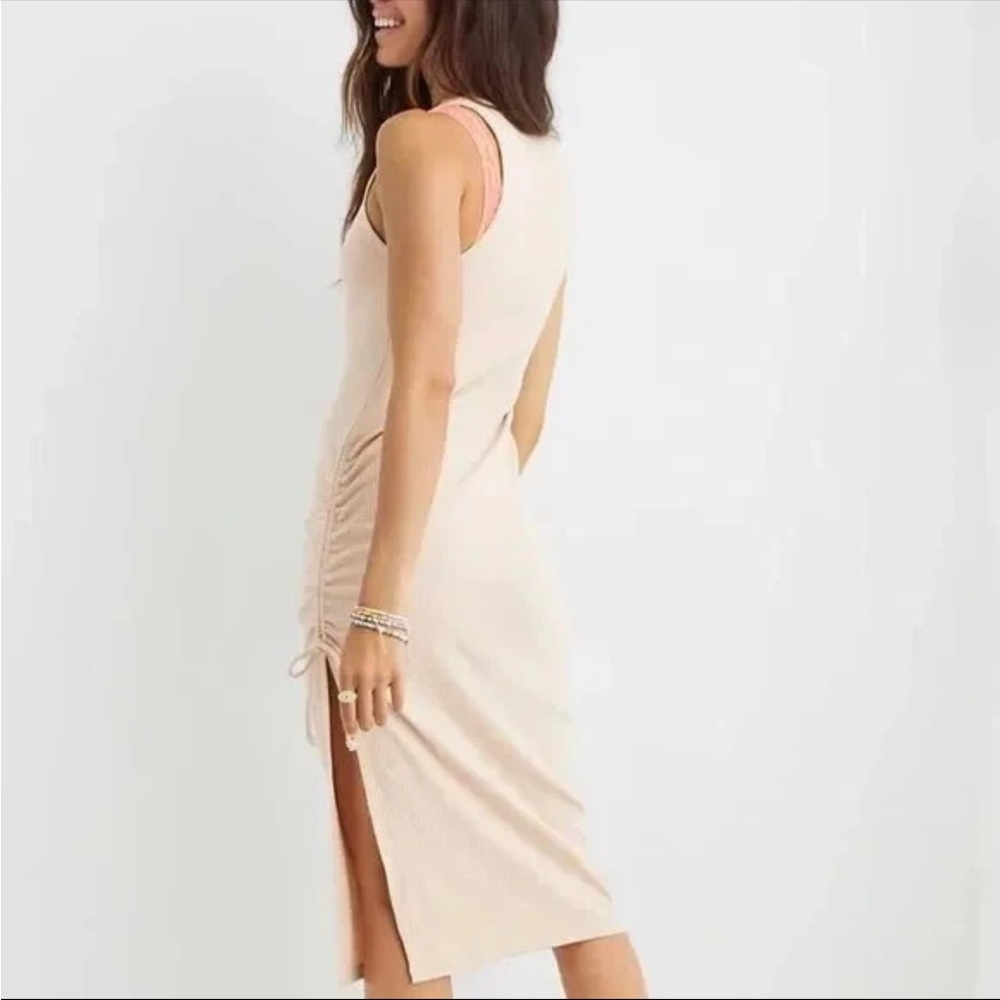 Aerie Ruched Rib Midi Dress - Picture 2 of 6